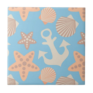Azulejo De Cerâmica Teste padrão náutico Pastel