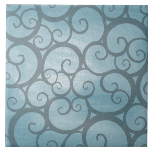 Azulejo De Cerâmica Teste padrão ondulado azul Enchanted do redemoinh
