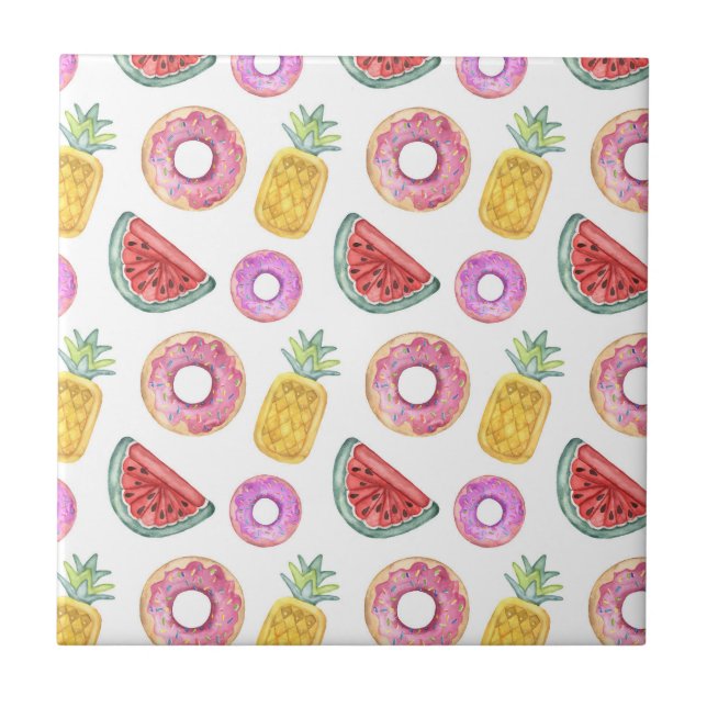 Azulejo De Cerâmica Teste padrão Pastel do flutuador da piscina da (Frente)