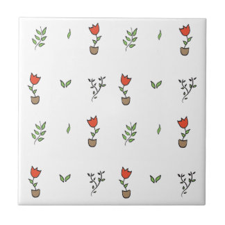 Azulejo De Cerâmica Teste padrão Potted da planta da tulipa vermelha