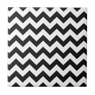 Azulejo De Cerâmica Teste padrão preto & branco na moda de Chevron