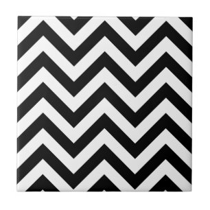 Azulejo De Cerâmica Teste padrão preto e branco de Chevron do