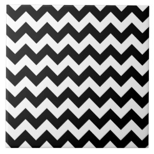 Azulejo De Cerâmica Teste padrão preto e branco de Chevron do