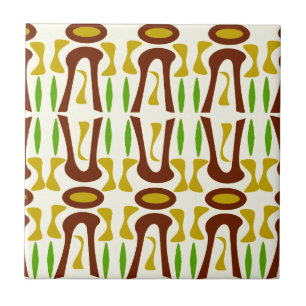 Azulejo De Cerâmica Teste padrão primitivo da selva de Tiki