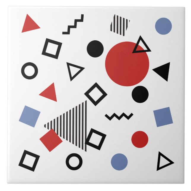 Azulejo De Cerâmica Teste padrão retro do design de Memphis (Frente)