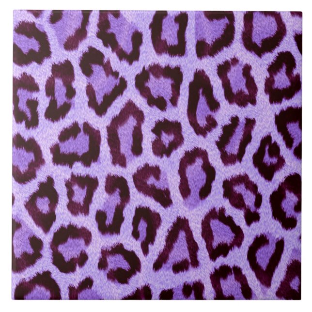 Azulejo De Cerâmica Teste padrão roxo do impressão do leopardo (Frente)