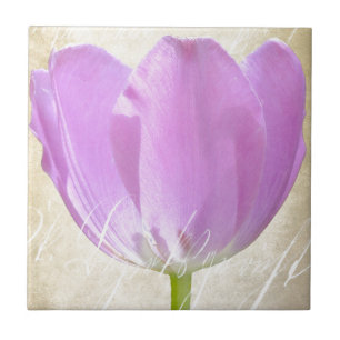 Azulejo De Cerâmica Teste padrão roxo do vintage do papel da tulipa