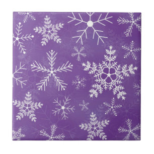 Azulejo De Cerâmica Teste padrão roxo e branco do floco de neve