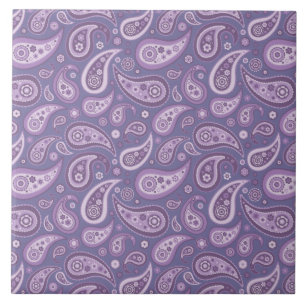 Azulejo De Cerâmica Teste padrão roxo retro de Paisley