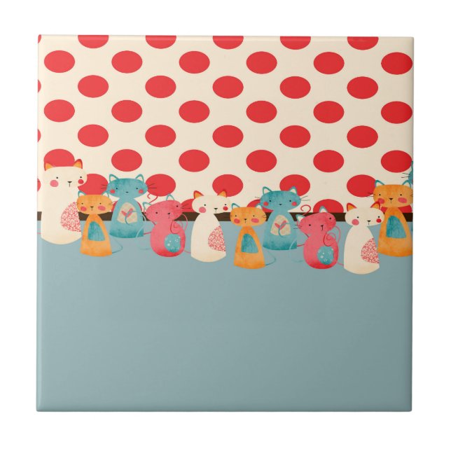 Azulejo De Cerâmica Teste padrão rústico do gato bonito (Frente)