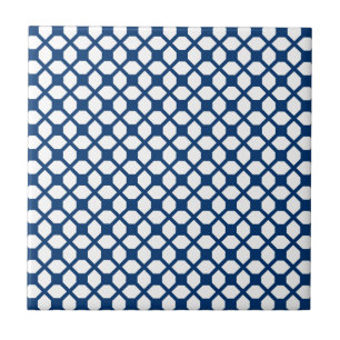 Azulejo De Cerâmica Teste padrão simplesmente azul de Quatrefoil -