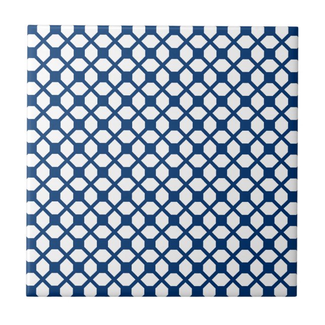 Azulejo De Cerâmica Teste padrão simplesmente azul de Quatrefoil - (Frente)