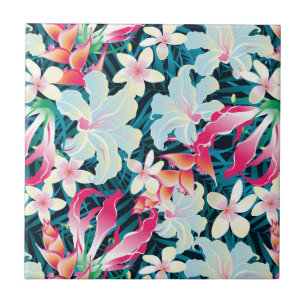 Azulejo De Cerâmica Teste padrão tropical colorido