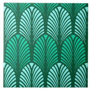Azulejo De Cerâmica Teste padrão, turquesa e Aqua da pena do art deco