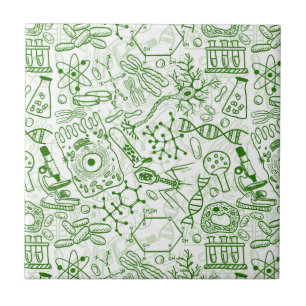 Azulejo De Cerâmica Teste padrão verde da biologia