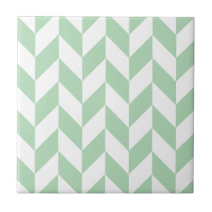 Azulejo De Cerâmica Teste padrão verde de Herringbone da hortelã