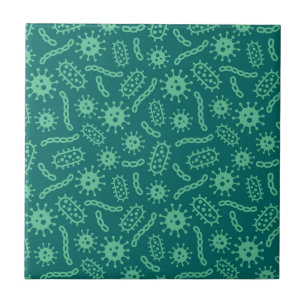 Azulejo De Cerâmica Teste padrão verde dos micróbios
