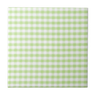 Azulejo De Cerâmica Teste padrão verde Pastel do guingão