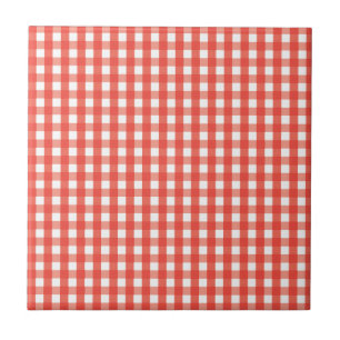 Azulejo De Cerâmica Teste padrão vermelho da verificação do guingã