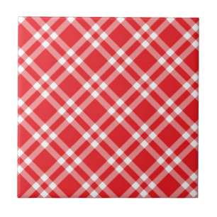 Azulejo De Cerâmica Teste padrão vermelho do guingão