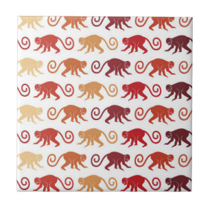 Azulejo De Cerâmica Teste padrão vermelho dos macacos