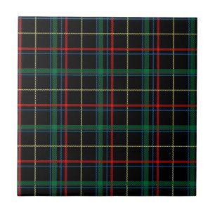 Azulejo De Cerâmica Teste padrão vermelho e preto da xadrez de Tartan