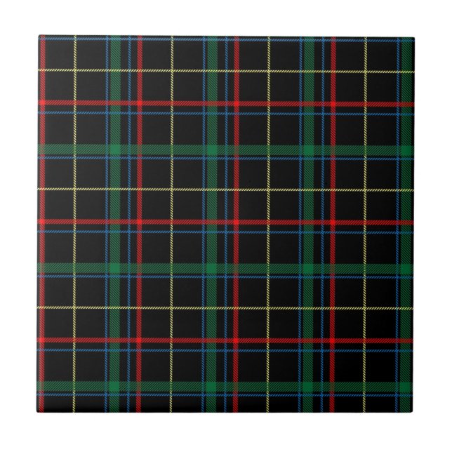 Azulejo De Cerâmica Teste padrão vermelho e preto da xadrez de Tartan (Frente)
