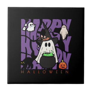 Azulejo De Cerâmica Testemunhar Divertido Feliz Halloween Magic & Mi