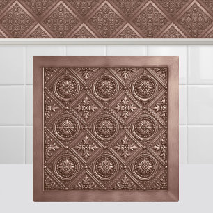 Azulejo De Cerâmica Teto Rosa Dourado Prensado Vitoriano