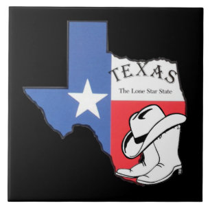Azulejo De Cerâmica Texas: Bandeira e Silhouette do Texas