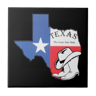 Azulejo De Cerâmica Texas: Bandeira e Silhueta do Texas,