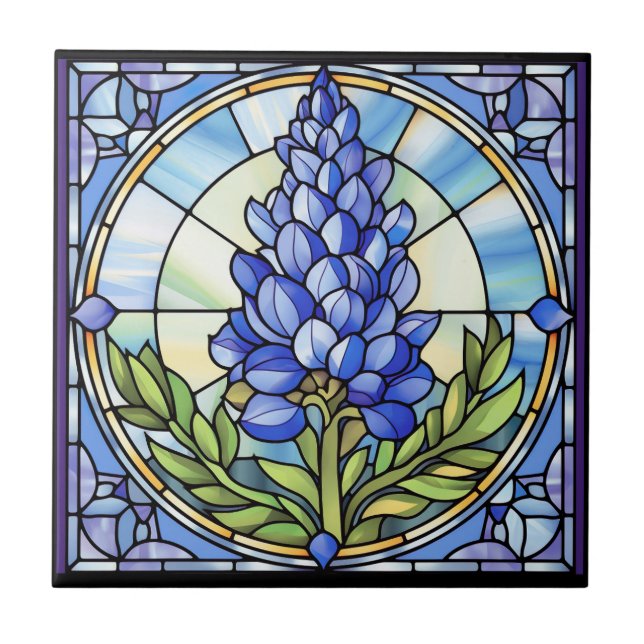 Azulejo De Cerâmica Texas Bluebonnet StainGlass (Frente)