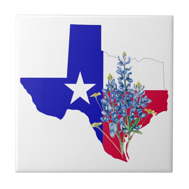 Azulejo De Cerâmica Texas e Bluebonnets (Frente)