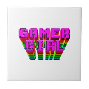 Azulejo De Cerâmica Texto da Gamer Girl