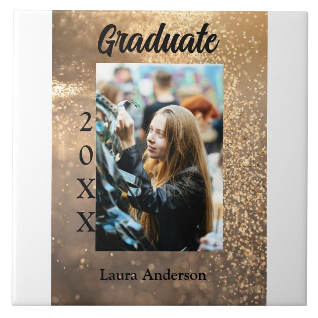 Azulejo De Cerâmica Texto de classe de nome de adição de graduação de  (Frente)