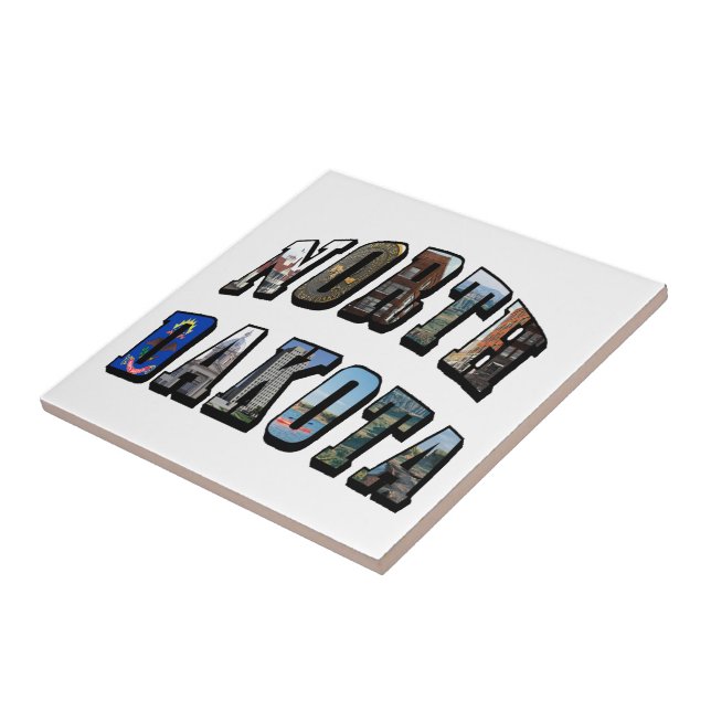 Azulejo De Cerâmica Texto de Imagem de Dakota do Norte (Lateral)