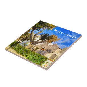 Azulejo De Cerâmica Texto personalizado, bela vista de Alberobello, Ap