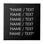 Azulejo De Cerâmica Texto personalizado branco preto mínimo elegante<br><div class="desc">Os textos personalizados,  preto e branco,  minimalistas,  citam o moderno azulejo cerâmico elegante. Texto branco personalizável,  fundo preto de cor simples.</div>