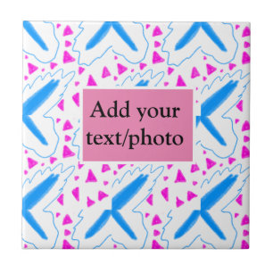 Azulejo De Cerâmica Texto personalizado do nome de adição do padrão az