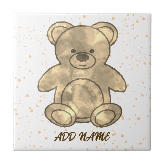 Azulejo De Cerâmica Texto Personalizado do Urso de Teddy-Cuja (Frente)