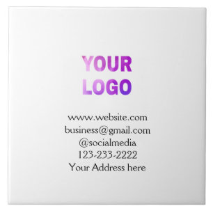 Azulejo De Cerâmica texto simples mínimo adicione seu logotipo/design