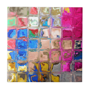 Azulejo De Cerâmica Textura colorida dos blocos de vidro