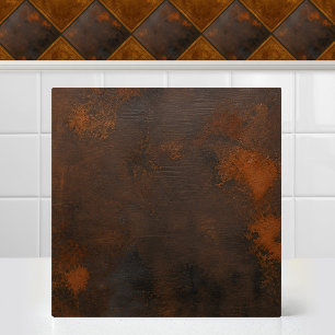 Azulejo De Cerâmica Textura de Cobre Oxidado em Aço Enferrujado Rústic