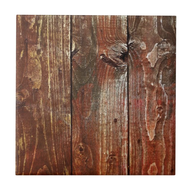 Azulejo De Cerâmica Textura de madeira velha vermelha da parede (Frente)
