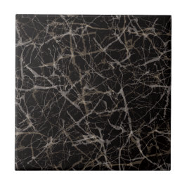 Azulejo De Cerâmica Textura de pedra mármore preto elegante e sombrio