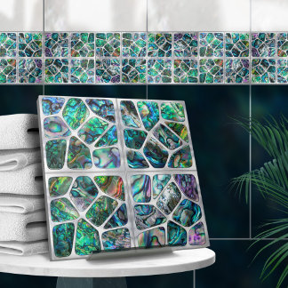Azulejo De Cerâmica Textura de Shell de Abalone - Colagem de Células N