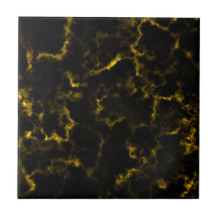 Azulejo De Cerâmica Textura Dourada de luxo de padrão em mármore negr