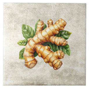 Azulejo De Cerâmica Textura Falsa de Gengibre Rústico Aquarela