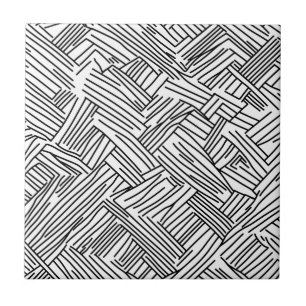 Azulejo De Cerâmica Textura Geométrica Abstrata Preta e Branca Moderna