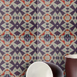 Azulejo De Cerâmica Textura Pedra Distante Geométrica do Mosaico Étnic<br><div class="desc">Esse azulejo cerâmico é enfeitado com um padrão geométrico mesmerizador que expele um senso de riqueza cultural e talento artístico. A design apresenta um conjunto simétrico de formas que desenhar inspiração de motivos tribais ou étnicos, criando uma tapeçaria de intrigas visuais. A paleta de cores é uma sofisticada mistura de...</div>